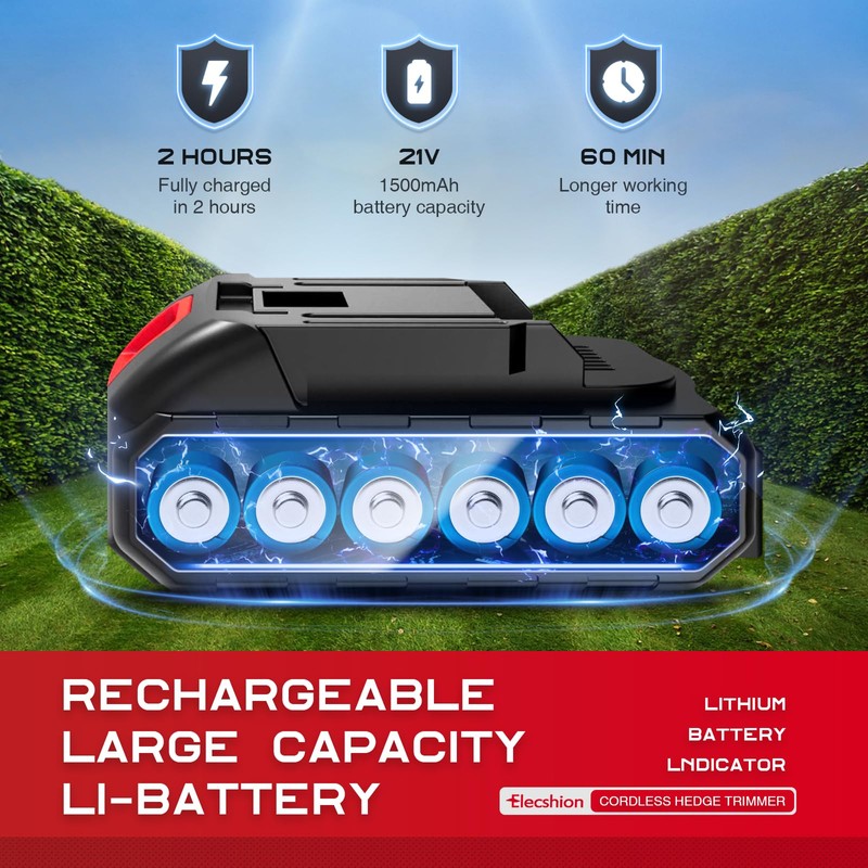 Cordless Hedge Trimmer with Battery (2Pack) and Charger, 2 in