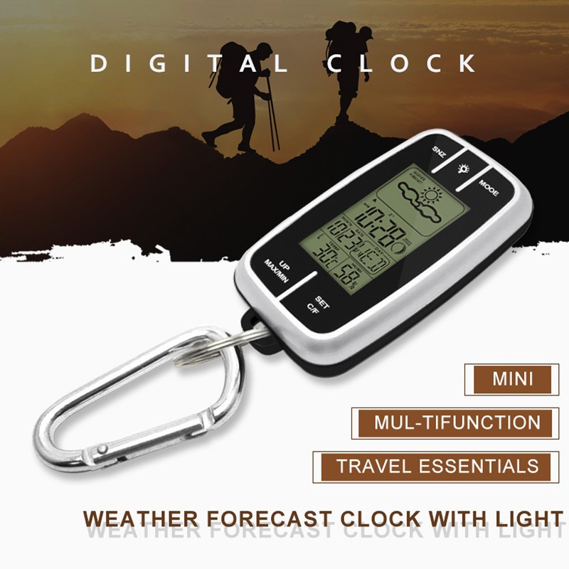 Mini Multifunction Compass Weather Station Mountaineering Watch Thermo Hygrometer Backlight