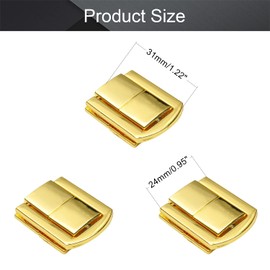 MroMax 4PCS Toggle Catch Lock 1.22" x 0.98" (LxW) Retro DecorativeGolden Tone Lock for Suitcase Chest Trunk Latch Clasp