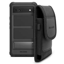 Encased Belt Pouch Holster with Case for Pixel 6a, Protective Full Body Kickstand Cover (Google 6a) Black