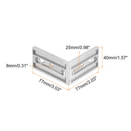 sourcing map 8Pcs Inside Corner Bracket Gusset, 77x77x40mm 4080 Angle Connectors for 4040/4080 Series Aluminum Extrusion Profile Silver