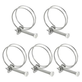PATIKIL 41-45mm Adjustable Double Wire Hose Clamp, 5 Pcs 304 Stainless Steel Wire Hose Clips Pipe Tube Clamps for Dust Collection Rubber PVC Pool Pump Hose