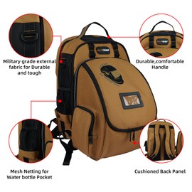 MELOTOUGH Welding Tool backpack for Tools and Helmet Extreme Gear Pack with Large Capacity Welding Helmet Bag Luggage Storage Bag (Brown)