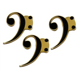 Novel Merk Bass Clef Music Lapel Pin, Hat Pin & Tie Tack Set - Clutch Back (3- Bass Clef), Medium