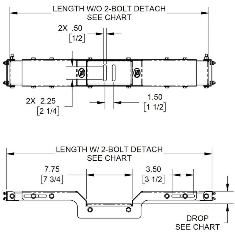 TorqLink™ Universal Adjustable Trans Crossmember, 2"/Wide