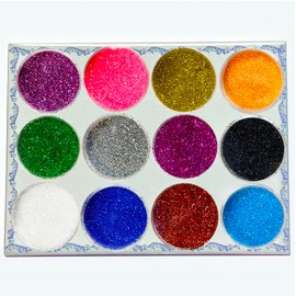 12 Colors Eco-Friendly Cosmetic Glitter, Non-Toxic Festival Glitter for Nails, Hair, Eye Makeup, DIY Art 12 Colors (Little Powder)