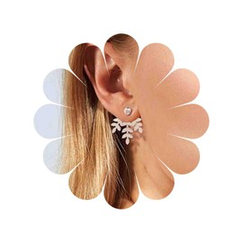 TseenYi Boho Leaf Ear Jackets Earrings Silver Leafs Front Back Earrings Small Disc Studs Earrings Vintage Leaves Jacket Earrings Vine Leafs Earrings Leaves Ear Jacket Cuff Earrings