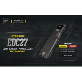 EdisonBright Nitecore EDC27 3000 Lumen USB Rechargeable flat slim body LED flashlight charging cable carrying case