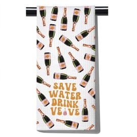 POFULL Drinker Gift Alcohol Gift Save Water Drink Kitchen Towel Housewarming Gift (Drink VEUV)