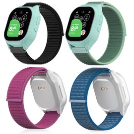 EWUONU 4 pack Adjustable Braided 20mm Band Compatible with Gizmo Watch 3 2 1/Gabb Watch 3e 3 2 1/SyncUP Kids Watch，Hypoallergenic & Durabl