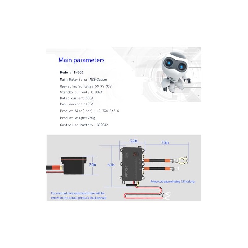 RIEIEK Automotive Battery Disconnect Switch - Automatic Power Cut-Off, 500A