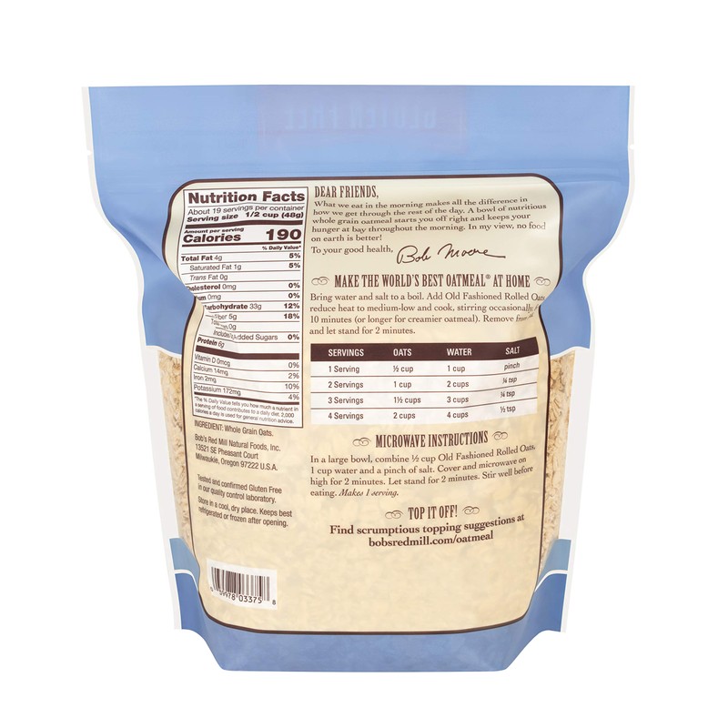 Bob's Red Mill Gluten Free Old Fashioned Rolled Oats, 32oz