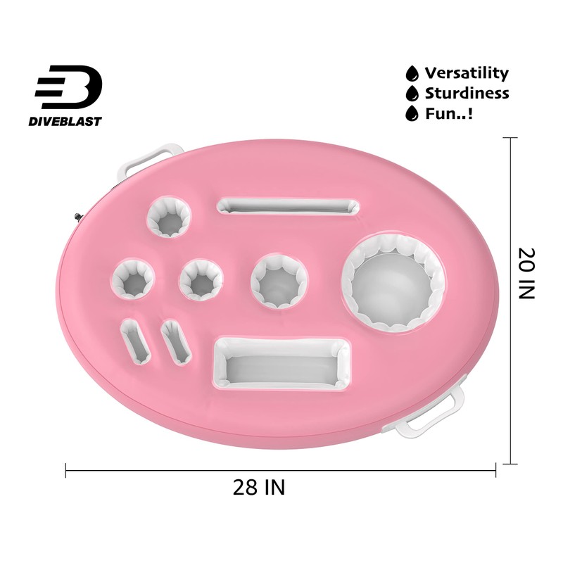 DIVEBLAST: Pink Floating Table for Pool - Hot Tub Accessories