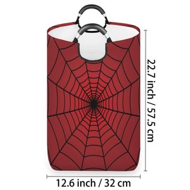 Spiders Web Red Laundry Hamper,Large Round Storage Basket,Collapsible Basket Bins for Dirty Clothes Kids Toys Baby Blanket Organizer Nursery Bedroom Bathroom Storage Decor