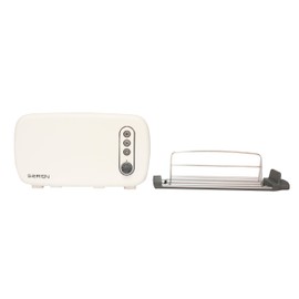 BergHOFF Seren Side Loading Toaster with Cool Touch Exterior and Removable Crumb Tray With Cream Panel use as Serving Tray