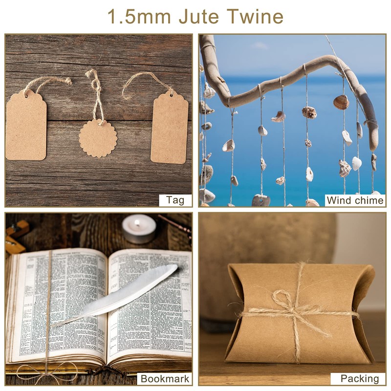 Handyman Crafts Natural Jute Twine Rope (1.5mm/2mm/3mm/6mm) Durable String for