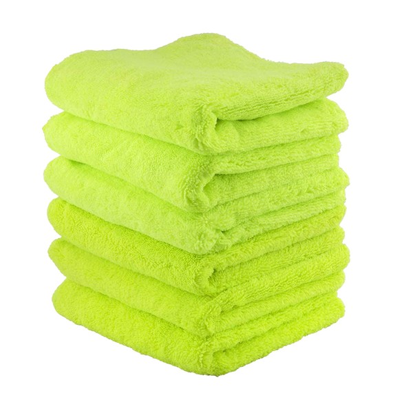 Chemical Guys MIC_333_6G El Gordo Professional Extra Thick Supra Microfiber Towels, Green, 16.5" x 16.5", Pack of 6