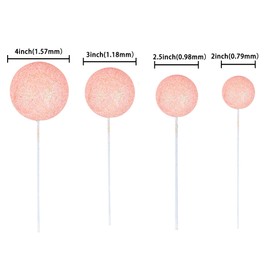 30 bolas de purpurina para tartas, bolas de espuma, mini globo, decoración para decoración de tartas para baby shower, boda, aniversario, niños, cumpleaños, graduación, fiesta, decoración de pasteles, color rosa claro