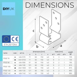 Bolt Down 91mm - 3.6" Silver (Pack of: 1) U Shape Galvanised Post Support Heavy Duty 4mm Fence Foot Base Bracket