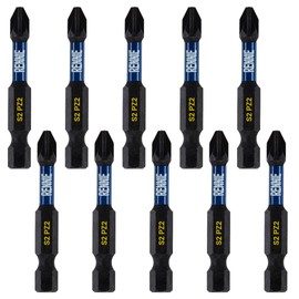 10 x Rennie Tools 50mm Long PZ2 Impact Screwdriver Driver Bits Set. Heavy Duty PoziDriv POZI No.2 Magnetic Screwdriver Bit Set. PZ2 Impact Driver Bits Pozidrive Screw Accessories. Black Oxide Coated