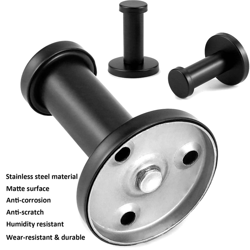 XQEUMC Pack of 8 Coat Hooks Black Matt Round 55