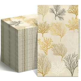 Geyoga 100 Pcs Lavender Guest Napkins 2 Ply Purple Lavender Flowers Disposable Hand Towels Decorative Bathroom Paper Napkins for Buffet Kitchen Birthday Bridal Baby Shower Wedding (Sea Fans)