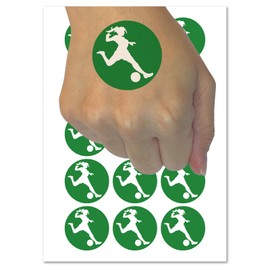 Soccer Player Woman Kicking Ball Association Football Temporary Tattoo Water Resistant Fake Body Art Set Collection - 54 1" Tattoos (1 Sheet)
