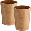 Threehoney 2 Pack 2.3 Gallons Wood Trash Can Wastebasket Natural