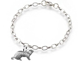 pp-a39 Ferret fine lead free English Pewter on a belcher link chain anklet bracelet