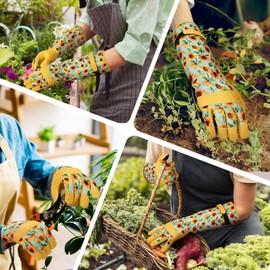 Ymomode Garden Gloves for Women - Long Sleeve Garden Gloves Ladies Light Protective Gloves for Yard & Outdoor Work