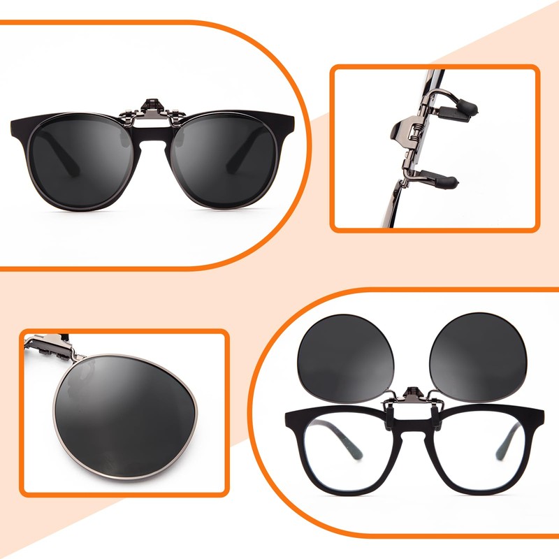 JO Polarized Clip-On Sunglasses UV400 Anti-Glare Lenses with Metal Frame