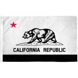 Trade Winds 3x5 Black and White California State Flag Grizzly Bear Protest Pennant Cali 100D