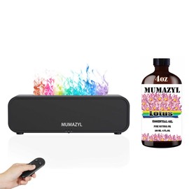 MUMAZYL Lotus Essential Oil 4 Fl Oz 120ML and Essential Oil Diffuser, Flame Essential Oil Humidifier Diffuser, Music Sync Colorful Flame Essential Oil Diffuser