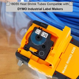 Rhino 5200 Label Maker Heat Shrink Tubes Aonomi Replace for DYMO 18055 Heat Shrink Tubes 1/2" 12mm Black on White Compatible with DYMO Rhino 4200, 5200, 1000, 5000, 6000 Industrial Label Maker