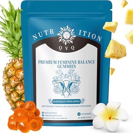 Organic Natural Sourcing Premium Feminine PH Balance Gummies for Women's Health, Immune Support, Hawaiian Pineapple Flavor Gluten-Free, Vegan Premium 