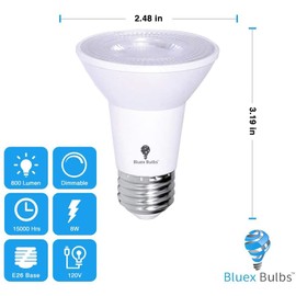 4 Pack BlueX LED PAR20 Flood Blue Light Bulb - 8W (65Watt Equivalent) - Dimmable - E26 Base Blue LED Lights, Party Decoration, Porch, Home Lighting, Holiday Lighting, Blue Flood Light Bulb