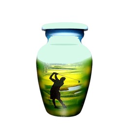 UR Keepsake Urn – Golf Man Keepsake Cremation Urn for Human Ashes with Velvet Box & Velvet Bag-Mini Keepsake Urn - Affordable Keepsake Urn (3 cu.in)