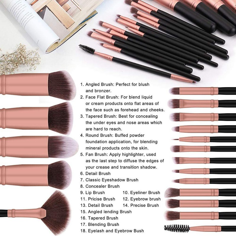 BS-Mall 18pcs BS-MALL Makeup Brushes Premium Synthetic Professional Eye Brushes