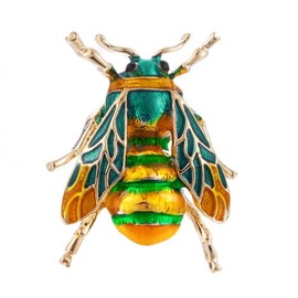 Reizteko Fashion Natural Insect Animal Enamel Brooches Bee Bumble Bee Spider Alloy Pins Vintage Jewelry (Green)
