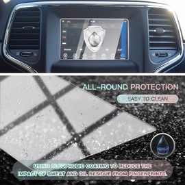 CDEFG Car Touchscreen Navigation Touch Screen Protector for 2018 2019 2020 2021 Grand Cherokee Uconnect, HD Clear Tempered Glass 9H Scratch Resistance (7IN)