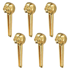 Musiin Guitar Bridge Pins,Gold Skull Design Solid Metal Tapered Pins for Acoustic Guitar, Enhance Sustain and Showcase Personal Style (Set of 6)