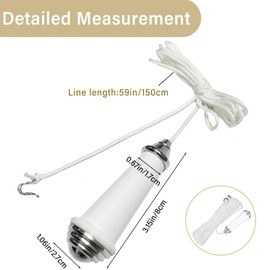 Ceramic Bathroom Light Pull Cord Switch with 150cm Extension, Handle & Connector for Ceiling Fans and Lights - Stylish and Durable Pull Cord Handle for Easy Use