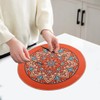 PIGCHCY Rubber Boho Placemats Set of 6, 15" Round Heat