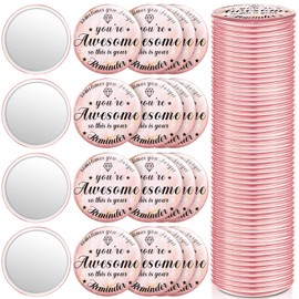 Gulfmew 2.76 Inch 36 Pcs Inspirational Compact Mirror Bulk Gifts for Women Mini Pocket Mirror Small Employee Round Makeup for ‌Valentines Galentines Mothers Nurse Quinceanera
