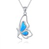 HUKKUN Butterfly Fairy Necklace for Women 925 Sterling Silver Blue