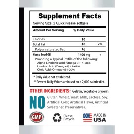 Private Label Nutrition Hair repair - HEMP SEED OIL - Omega-rich oils 1 Bottle 60 Capsules