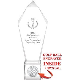 Crown Awards Crystal Golf Trophies, 11" Male Golf Trophy for Golf Tournament