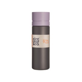 Circular and Co 600ml Leakproof Reusable Water Bottle made from 92% Single-Use Bottles (Grey Bottle & Purple Lid)