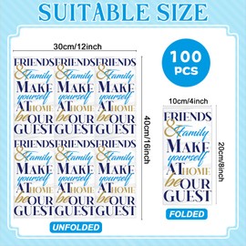 100 Pack Friends & Family Guest Towels Disposable 2-ply Hand Towels Dinners Hand Napkins Soft Paper Napkins Absorbent Party Towels for Home Kitchen Bathroom Wedding Shower Parties Supplies 8" x 4"