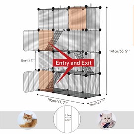 STILLCOVE 3 Tier Cat Cage Indoor, Large Wire Cat Cage Kennels Enclosures DIY Playpen Crates, Pet Pen C&C Cage for 1-2 Cats Kittens Guinea Pig Ferret Chinchilla Rabbit